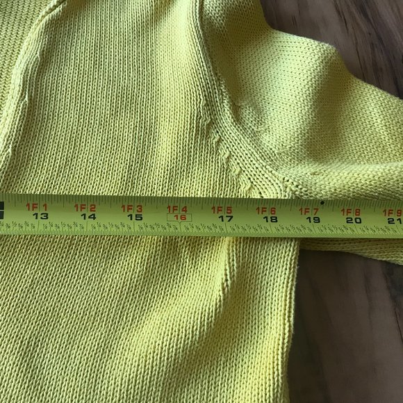 J Crew Chunky Knit Sweater Plunging V Neck Pockets Mustard Yellow Womens Medium - Picture 7 of 8